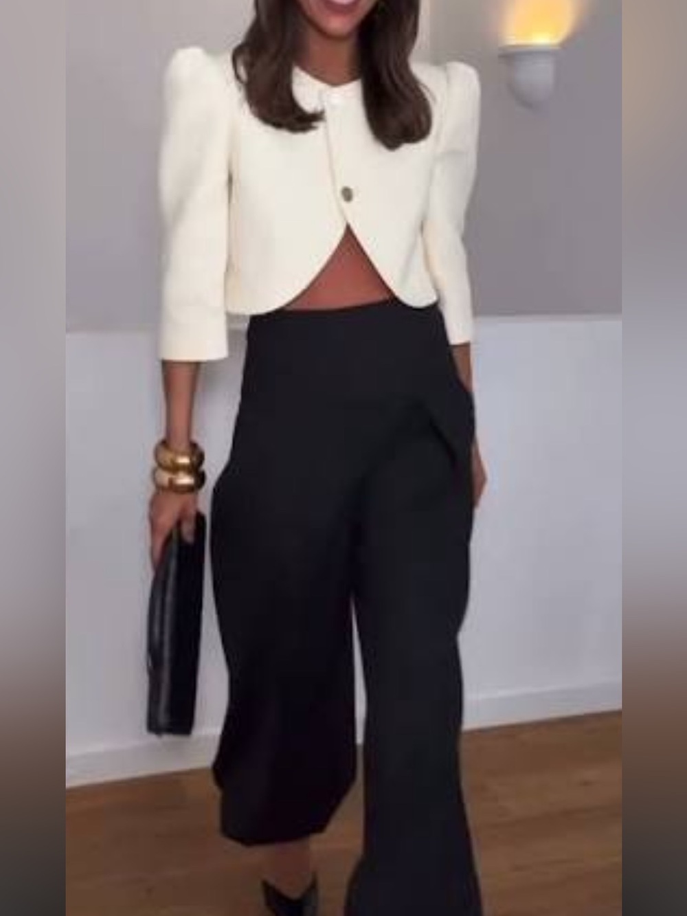 Zara Black High-Waist Wide-Leg Trousers